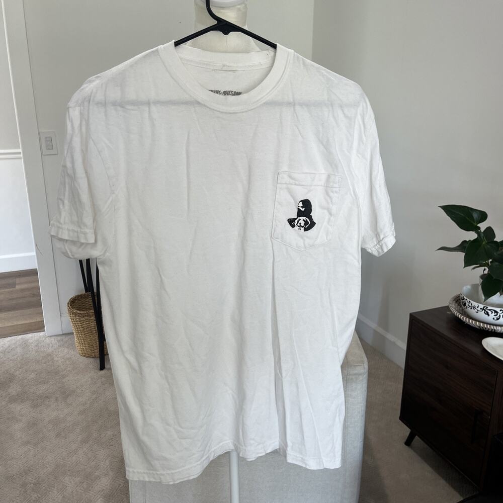 F*cking Awesome White Graphic Tee T Shirt Pocket Size Medium Logo Dog